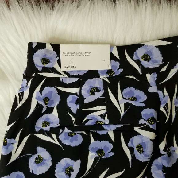 Ann Taylor Pants 6 Wide Leg Floral High Rise Blue Red Tailored - Picture 8 of 8